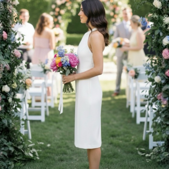 Julia Jordan White/Ivory Twist Front Halter Neck Sleeveless Sheath Dress
Size 2 - Picture 12 of 12